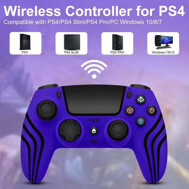 ADHJIE PS4 Controller,Wireless Controller for PS4/PS4 Pro/PS4 Slim | with 3.5mm Headphone Jack,1000mAh Built-in Battery, Turbo, Dual Vibration, Purple