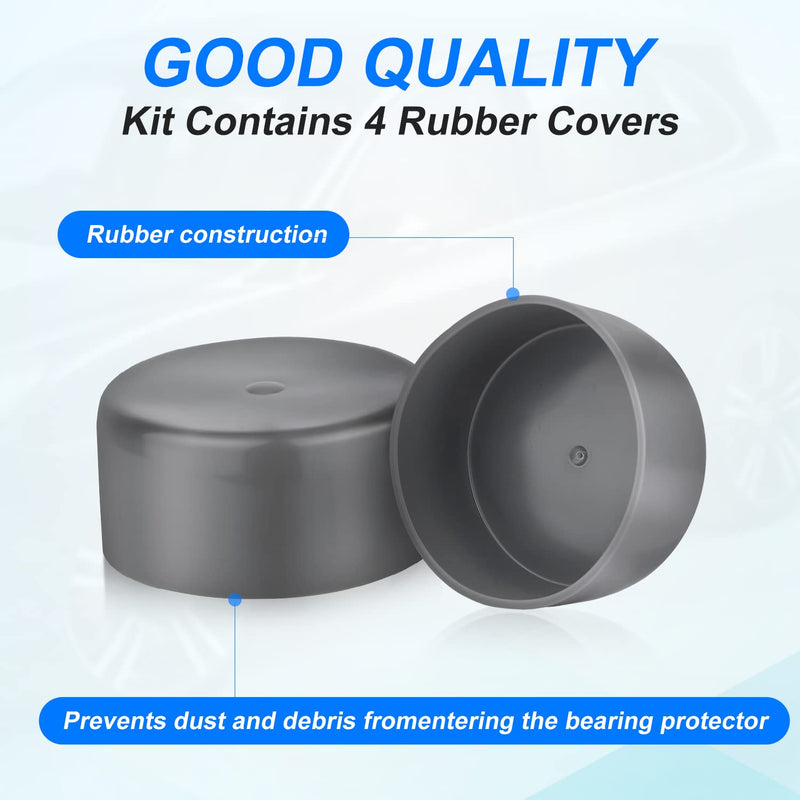 Bearing Caps, 4 Pack 1.98 Inch Grey Rubber Dust Trailer Wheel Hub Grease Cap Rubber Dust Buddy Cover Caps for Boat Trailer Wheel Buddies