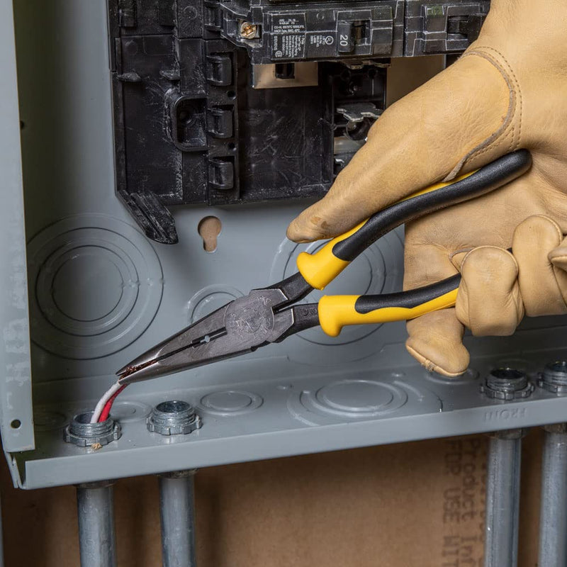  [AUSTRALIA] - Klein Tools J203-8N Long Nose Side-Cutter Stripping Pliers, Induction Hardened and Heavier For Increased Cutting Power, 8-Inch Side Cutters w/Stripping