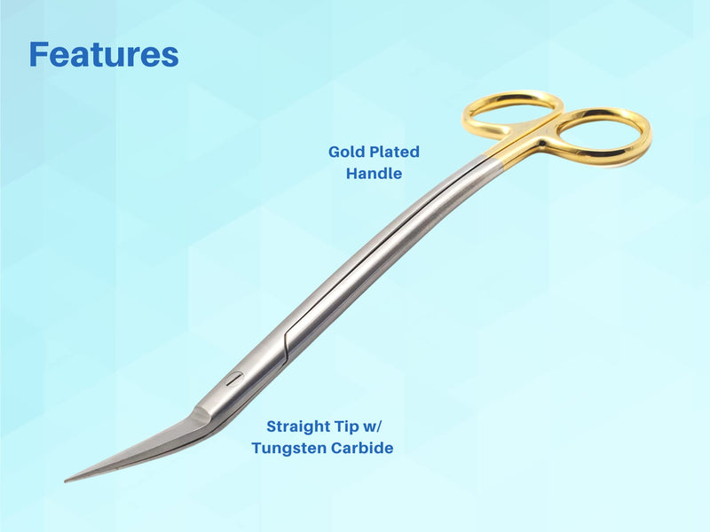 ARTMAN INSTRUMENTS Dean Scissors 7 inches Double Curved Gold Plated with tungsten carbide inserts Surgical Dental ENT