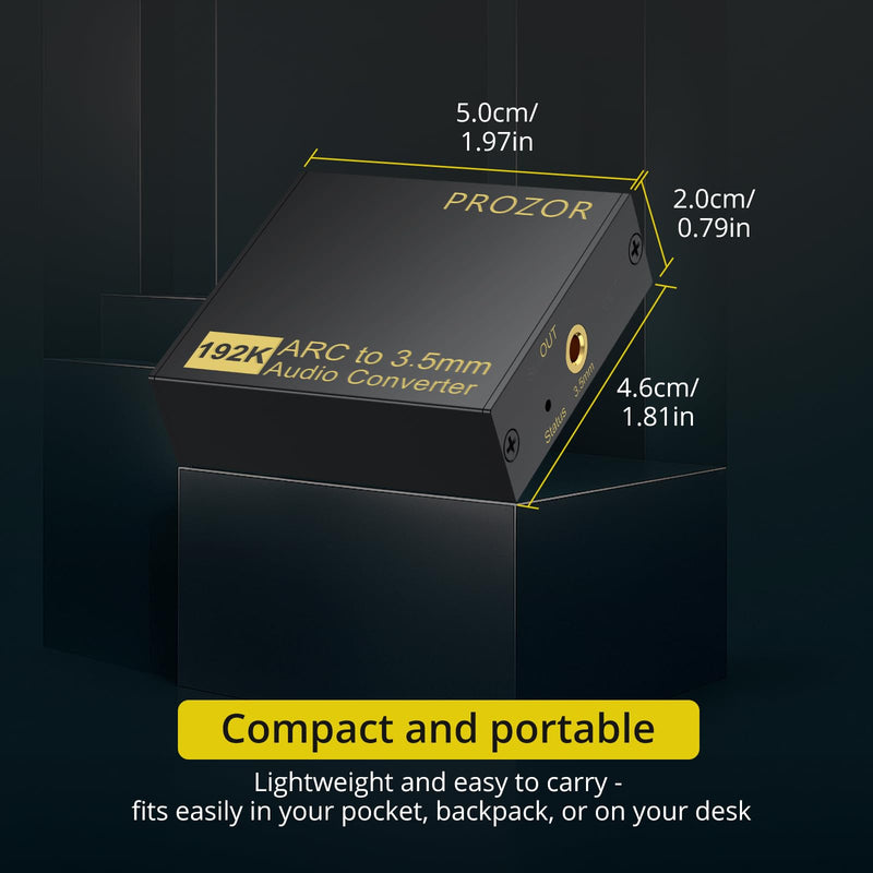 PROZOR eARC/ARC Audio Extractor for TV, 192KHz HDMI ARC to RCA & 3.5mm Audio Converter Volume Adjustable (Support CEC), for HDTV ARC/eARC to Headphones Speakers L/R Systems