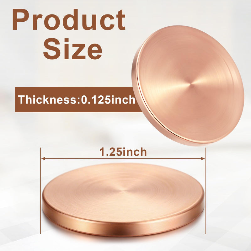 15 Pcs Copper Round Discs 1-1/4" Dia. x 1/8" Thick Solid Blank with Velvet Storage Bag for DIY Crafts Engraving Commemorative Collection 15