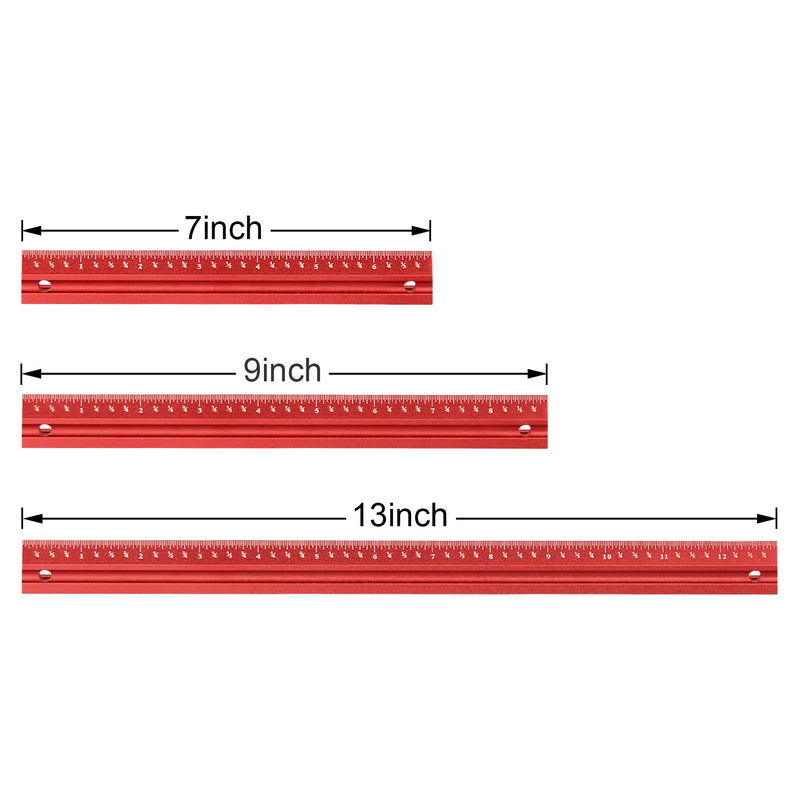 Woodworking Edge Ruler Set Corner Rulers Precision Edge Measuring Ruler V Shaped Straight Ruler 7/9/13 Inch