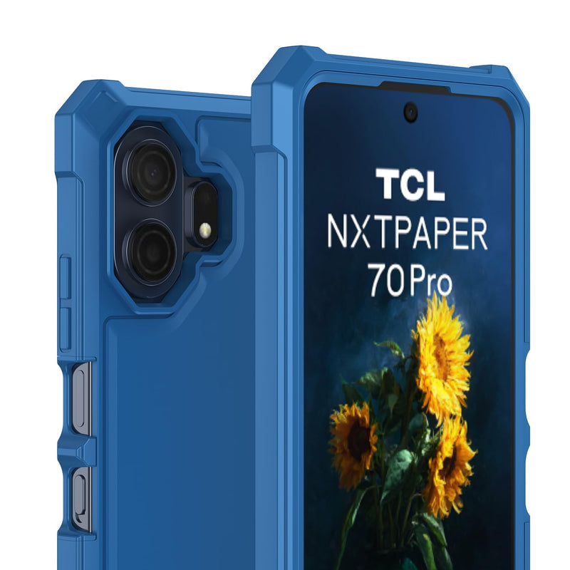for TCL NXTPAPER 70 Pro 5G Phone Case with Screen Protector Blue | TCL NXTPAPER 70 Pro Case Full Body Protection Front PC Back Soft Silicone Bumper,Heavy Duty Protection Shockproof Corner