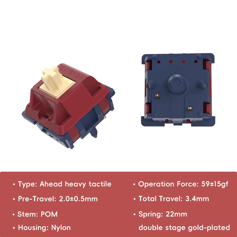 Gateron Quinn Switches, Tactile 5 Pins 59gf RGB Pre Lubed for MX Mechanical Keyboard (108PCS) 108Pcs