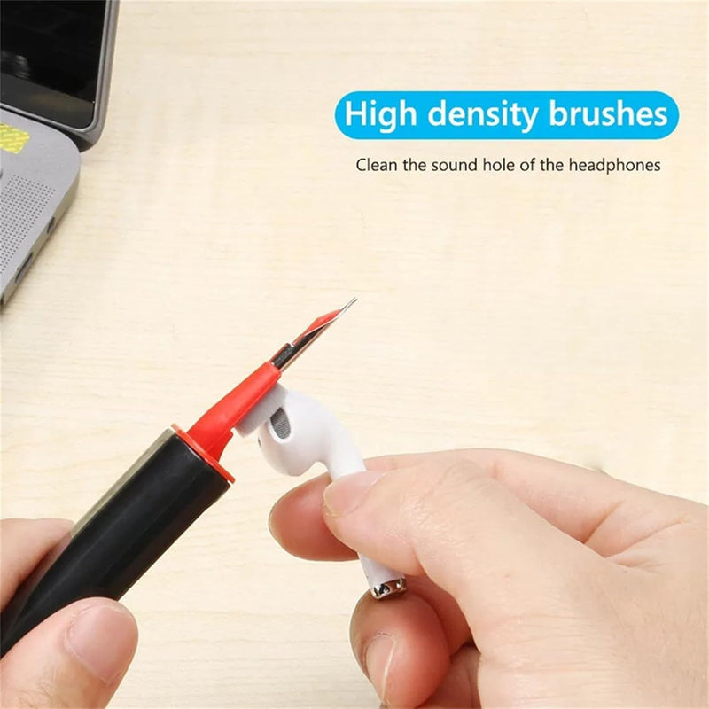 Cleaner Kit for AirPods Pro 3/2/1-4-in-1 Earbud Cleaning Pen with Metal Tip, Soft Brush & Flocking Sponge, Cleaning Tool for Wireless Earbuds, Charging Case, Phone, Keyboard & Electronics