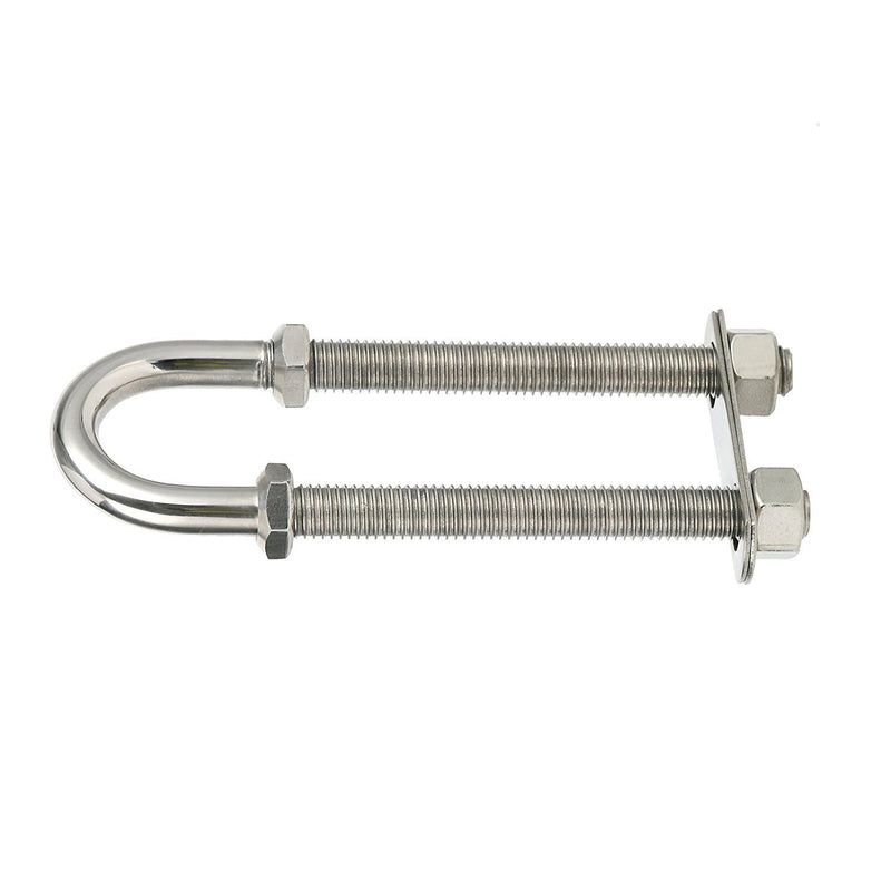 Amarine Made Pair of Stainless Steel Marine Boat Stern Bow Eye Tie Down U Bolt (Silver, 1/2" Dia - 2-1/2" Thread Lenght)