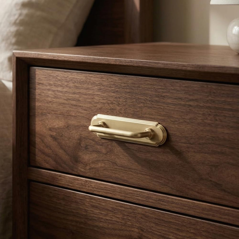 Goo-Ki Champagne Bronze Cabinet Pulls with Backplate, 3 Inch Hole Centers, 2 Pack Modern Transitional Drawer Handles, Zinc Alloy Hardware for Kitchen Cupboard, Bathroom Vanity, Dresser 3" Center to Center Orbit Rim