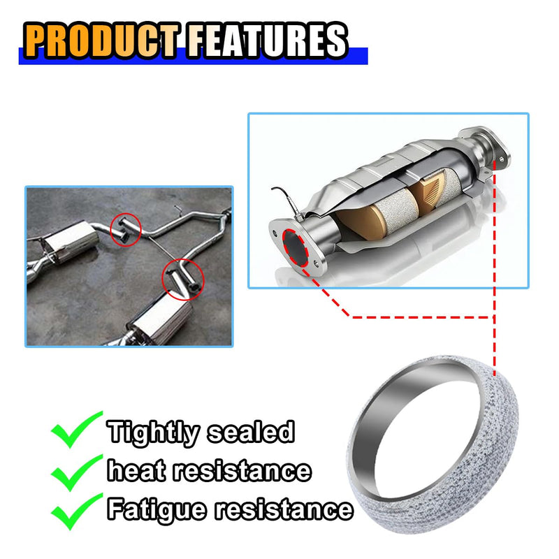 ID 60mm Car Exhaust Manifold Gasket, Exhaust Flange Gasket Seal Muffler Gasket Replacement, Exhaust Donut Gasket Muffler Ring to Prevent Leaking Between Exhaust Manifold and Exhaust Pipe (60mm)