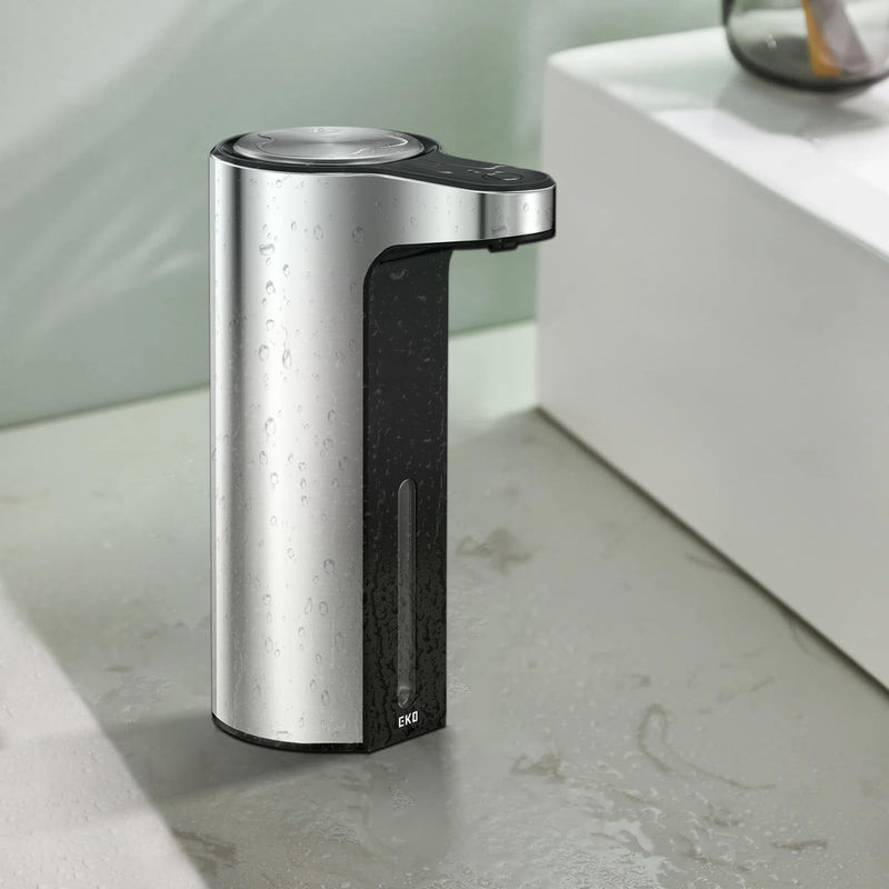 EKO Aroma Touchless Automatic Soap Dispenser for Kitchen and Bathroom, Liquid Hand Soap Dispenser, Water-Resistant and Rechargeable, 9 fl oz (Stainless) Stainless Steel 9 oz (Standard Rechargeable)