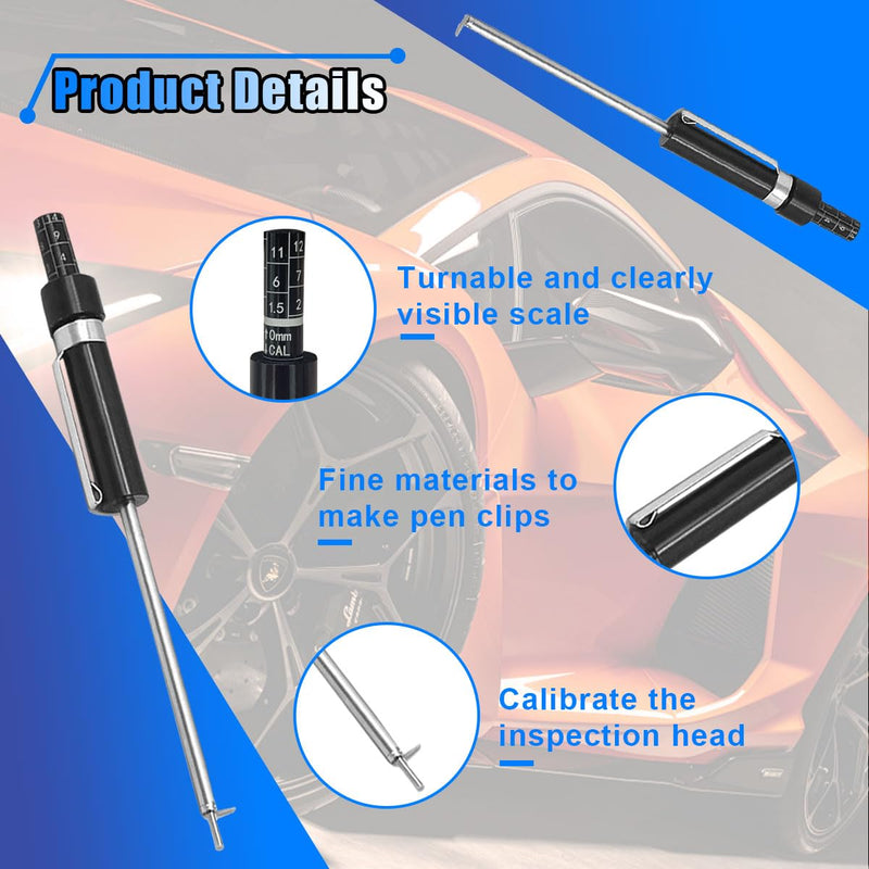 Brake Pad Thickness Gauge Measure Tool with Scale- Brake Shoe Gauge Car Brake Measuring Tool for Internal External Brake Pads Tester Measurement- Auto Brake Pad Thickness Detection Pen Scale 1PC
