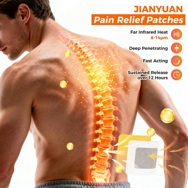 Far-Infrared Pain Relief Patches - 12 Hours Soothing Heat Patches for Back, Neck, Deep Penetrating Herbal Patch for Shoulder, Knee, Muscle, Portable Bone Pain Relief, 10 Count 10 Patches