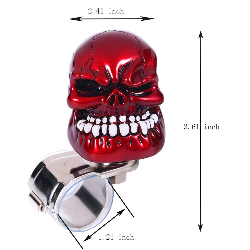 Skull Steering Wheel Spinner Knob Turning Driving Suicide Power Handle Universal Fit Most Vehicles Cars Trucks Tractors Mowers Forklifts Boat Golf Carts (Red) red