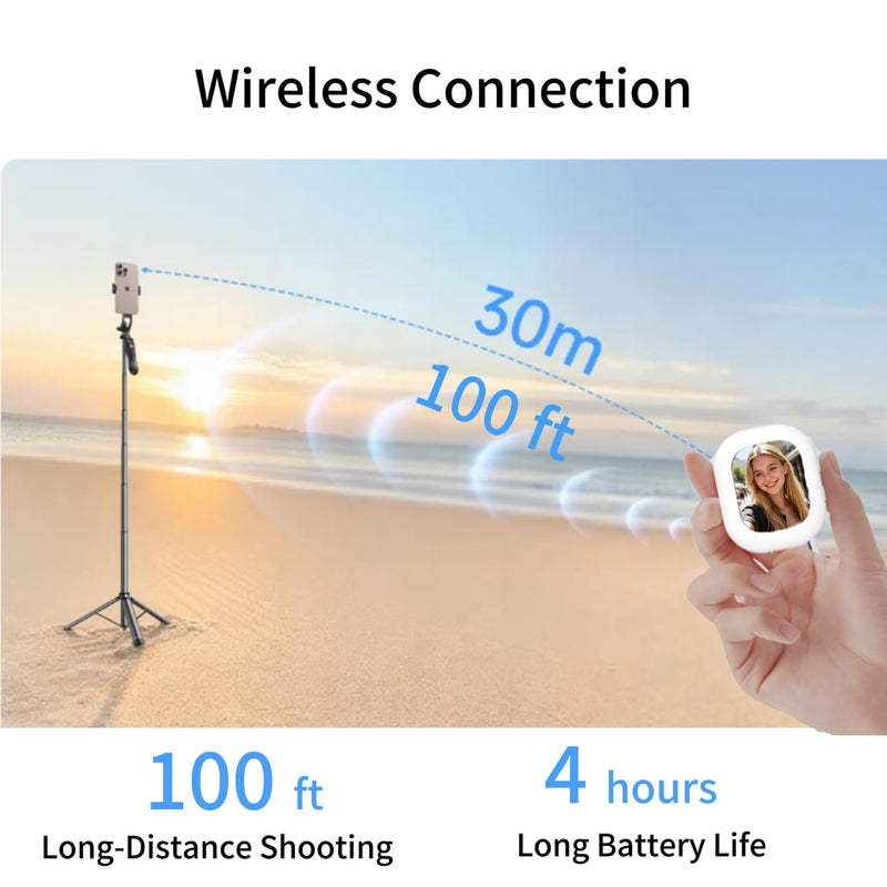 Vlog Selfie Monitor Screen for iPhone 7-17 Series and Android | 100+ft Encrypted Private P2P Wireless, Magnetic Back Camera Monitor, Rotate 180° for TikTok, YouTube, Vlog Photo,Video Kits White