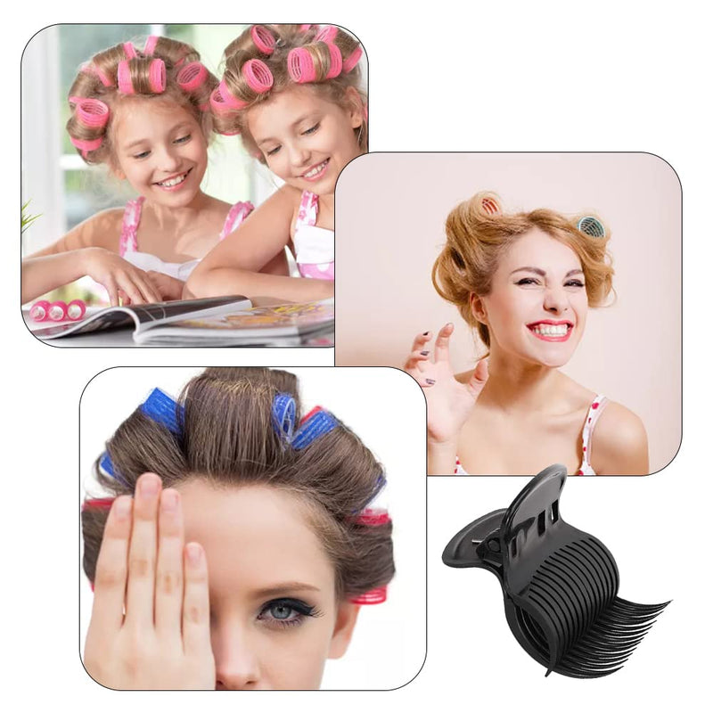 12 Pcs Hot Roller Clips Heat Resistance Plastic Hair Curler Claw Clips Lightweight Replacement Roller Clips for Hair Salon (Black)