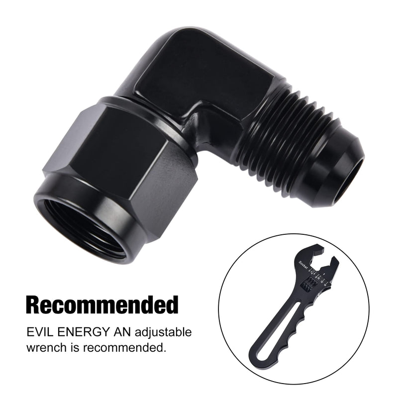 EVIL ENERGY 6AN Female to 6AN Male Flare 90 Degree Swivel Fitting Adapter Aluminum Black 2PCS