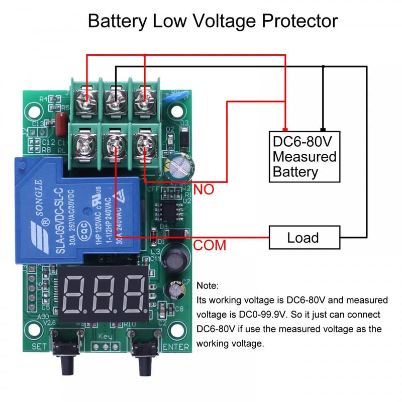 Voltage Monitor Module, A30-U1 DC 0-99.9V Delay Relay Controller Board for Overvoltage Undervoltage Control Voltage Detection