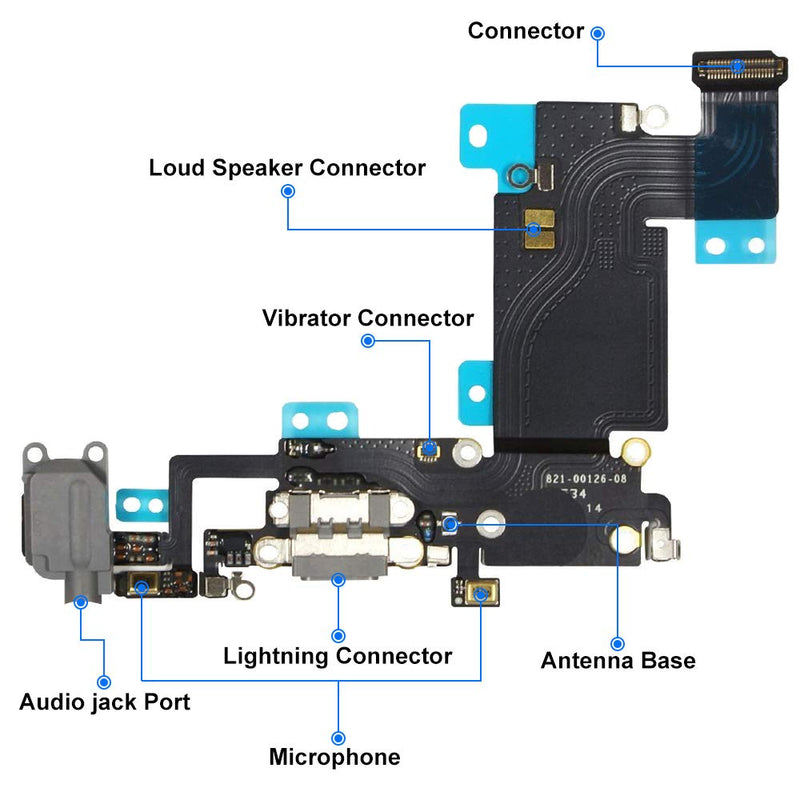 MMOBIEL Dock Connector Compatible with iPhone 6s Plus 2015 - Charging Port Flex Cable - Headphone Port/Microphone/Antenna Replacement - Incl. Screwdrivers - Black