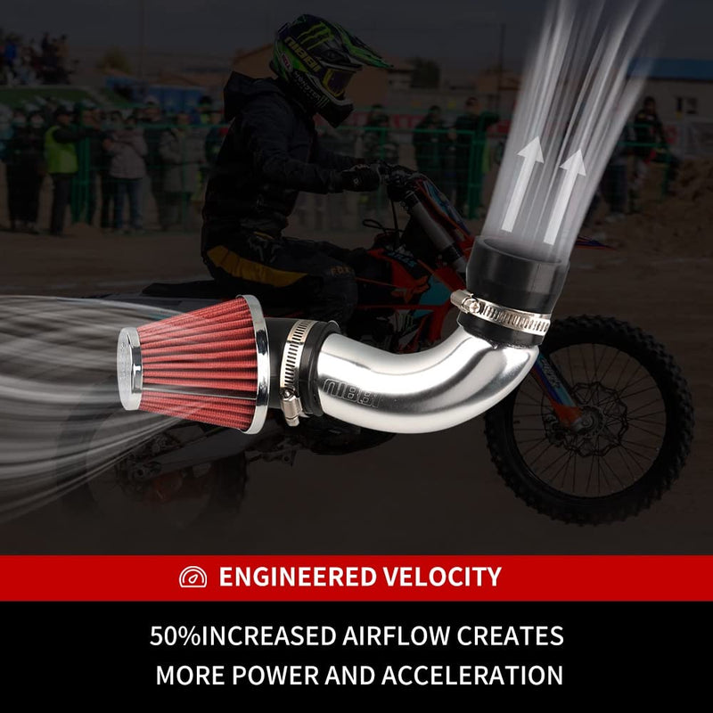 NIBBI Air Filter Intake Curve Pipe,High Performance Air Intake Elbow, Cold Air Intake Fit for GY6 Engine Aluminum