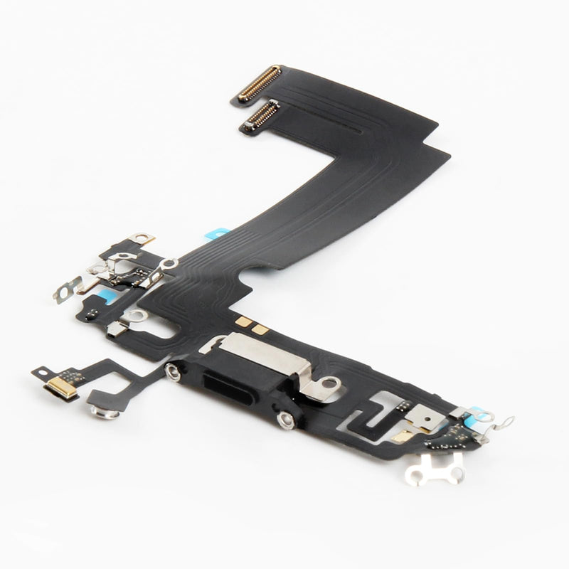 for iPhone 12 mini Lightning Charging Port Replacement Black Dock Connector Flex Cable Assembly with Waterproof Tape & Tool Kit A2176 A2398 A2400 A2399 (Black)