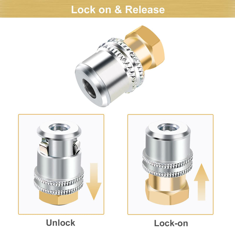 GODESON Lock On Air Chuck,1/4FNPT Closed Flow Brass Tire Chuck,Tire Air Chuck for Tire Inflator Gauge and Air Compressor(Pack of 2) Push