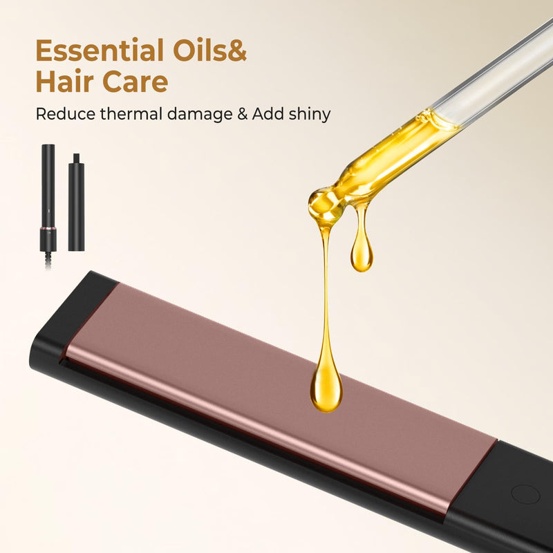  [AUSTRALIA] - Portable Mini Hair Straightener, 2 in 1 Compact Travel Straightener, Suitable for Short Hair, Fringes and Beards, Quick Heat up - 30s up to 200°C, Ceramic Plates, for Travel and Home Black