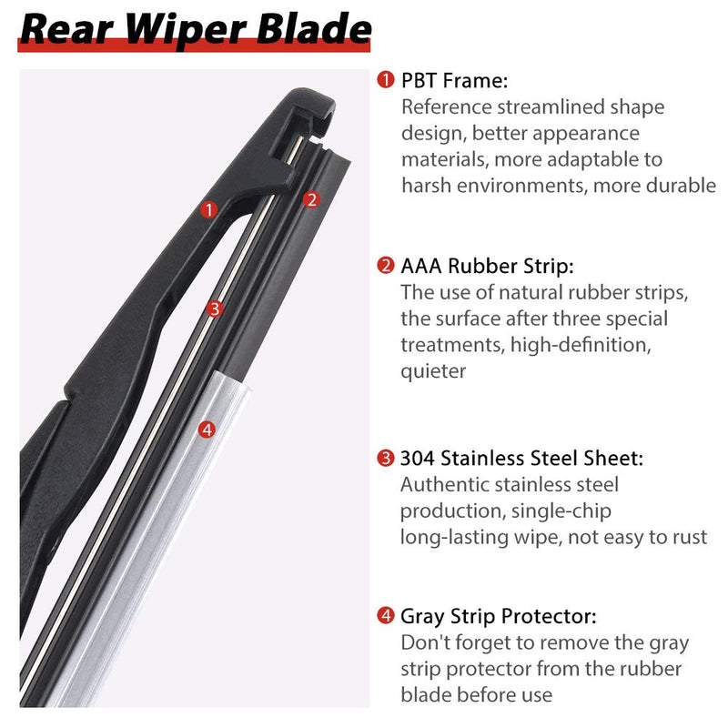 OTUAYAUTO Rear Windshield Back Wiper Arm Blade Set - Replacement for 2008-2015 Dodge Grand Caravan 2008-2009 Chrysler Town & Country Rear Wiper Arm and Blade Replacement for Dodge Grand Caravan 2008-2015
