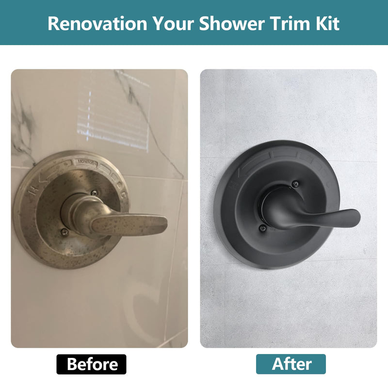 Shower Trim Kit Compatible with Delta 13/14 Series, Shower Cover Plate with Handle, Matte Black(Valve& Catridge Not Inclued)