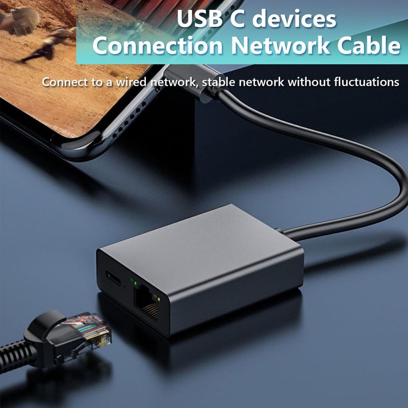 USB C to RJ45 Network Adapter Compatible with Google TV, USB C to Ethernet Adapter for MacBook Pro, Google TV Chromecast HD/4K, Laptop, iPad Pro and More USB C Devices MR-USB C