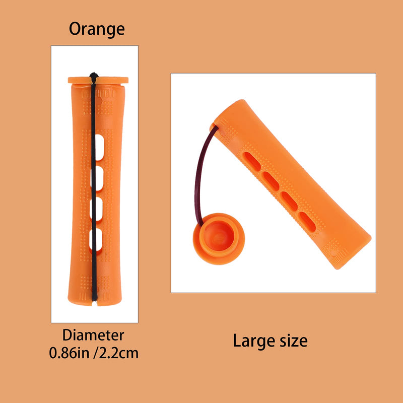 Perm Rods Hair Rollers Large Long Short Hair Styling Tool Hair Curlers for Natural Hair Dark Orange Color
