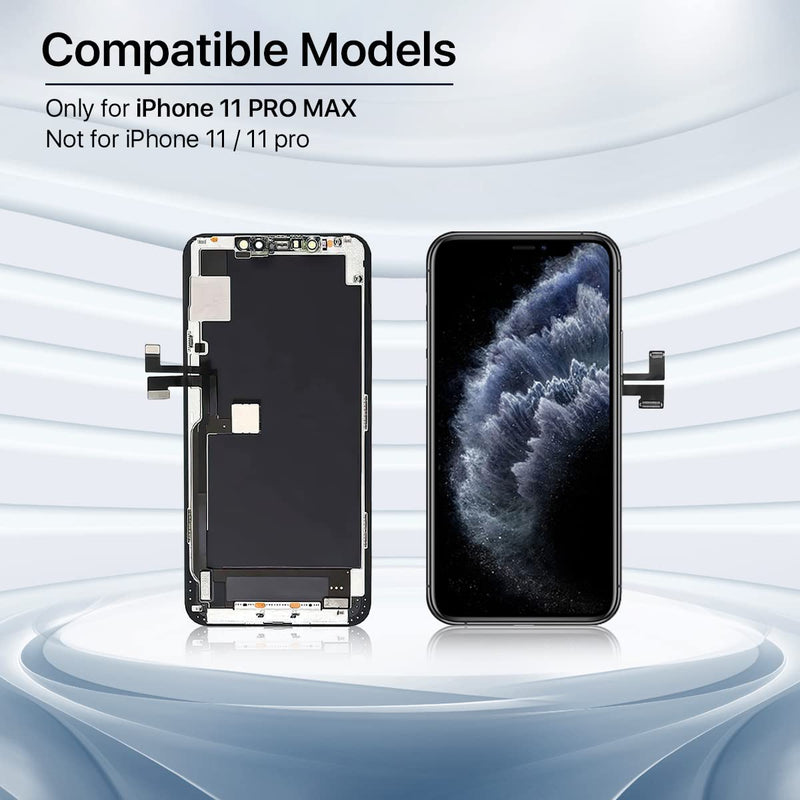 for iPhone 11 Pro Max Screen Replacement HD 6.5" LCD Display and 3D Touch Digitizer Assembly with Repair Tools, Waterproof Tape, Screen Protector, and True Tone for A2161, A2220, A2218 for iphone 11 PRO MAX--6.5''