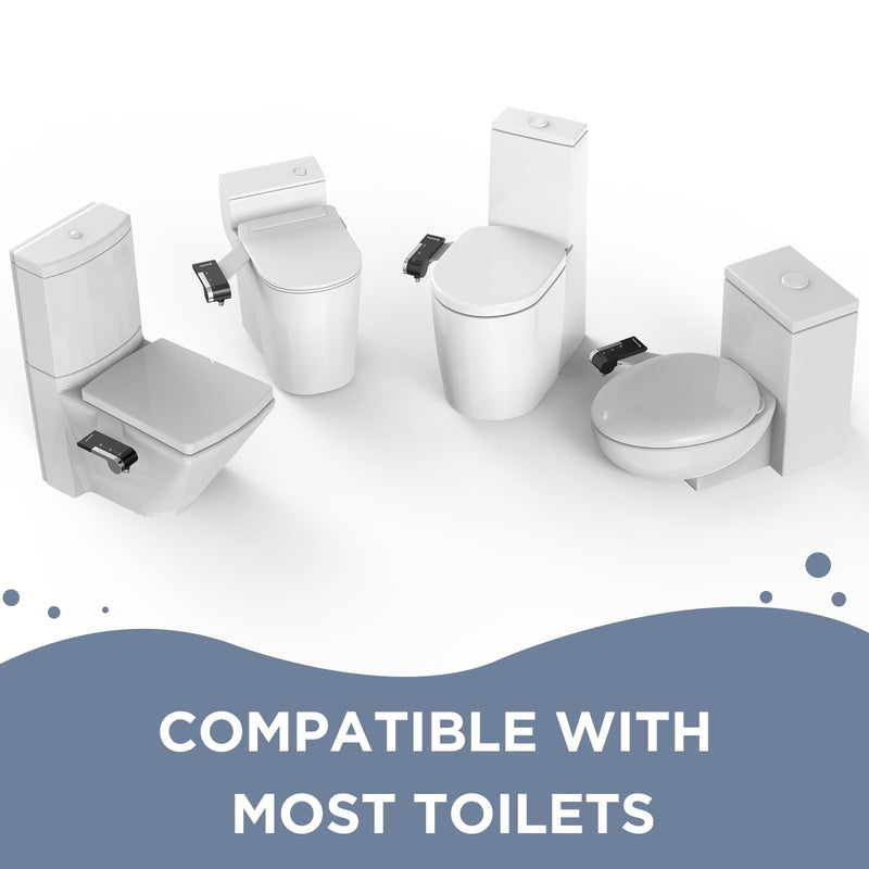 HOPOPRO Bidet Attachment for Toilet, Non-Electric Bidet Ultra-Slim Dual Nozzle (Feminine/Rear Wash), Cold Water Bidets Sprayer for Existing Toilets with Adjustable Pressure Control 1-Min Install Matte ‎Black