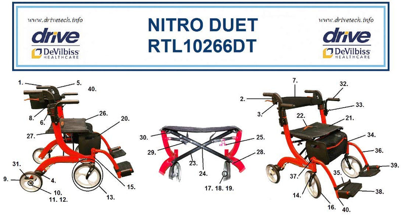 Drive Nitro Replacement Part 31. Cross Brace Screw & Insert - 1026643-1 Each