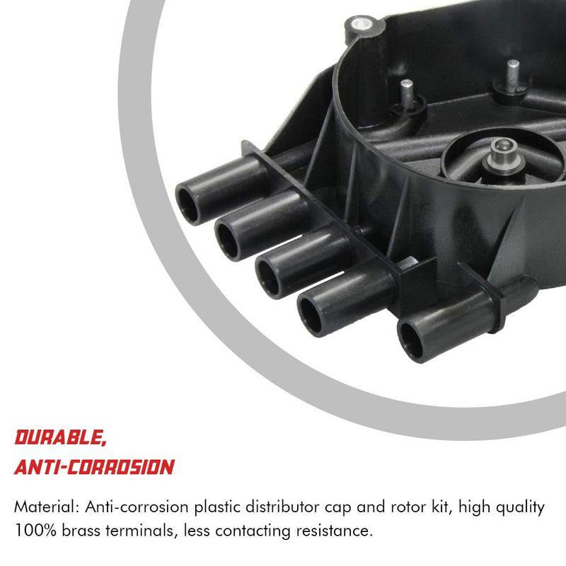 Ignition Distributor Cap and Rotor Kit Compatible with Chevy GMC Cadillac Vortec V8 5.0l 5.7l 7.4l Ignition Distributor Set Brass Terminals with OE Part # DR474 DR331 5.0L&5.7L Distributor Cap
