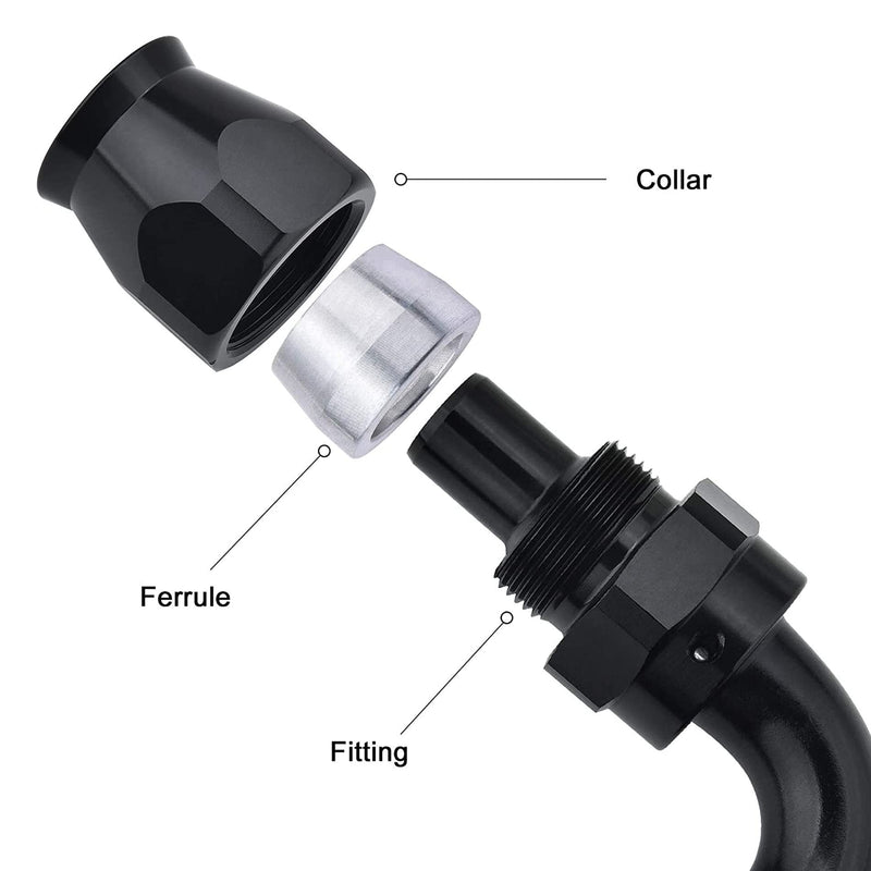 EVIL ENERGY 6AN PTFE Hose End Fitting 90 Degree Black for PTFE Hose Only 2PCS 90Degree