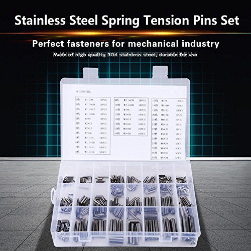 280Pcs Stainless Steel Roll Pin Assortment Kit Metric Slotted Spring Pins M1.5 to M8 Split Tension Pins for Automotive Machinery Industrial Repair