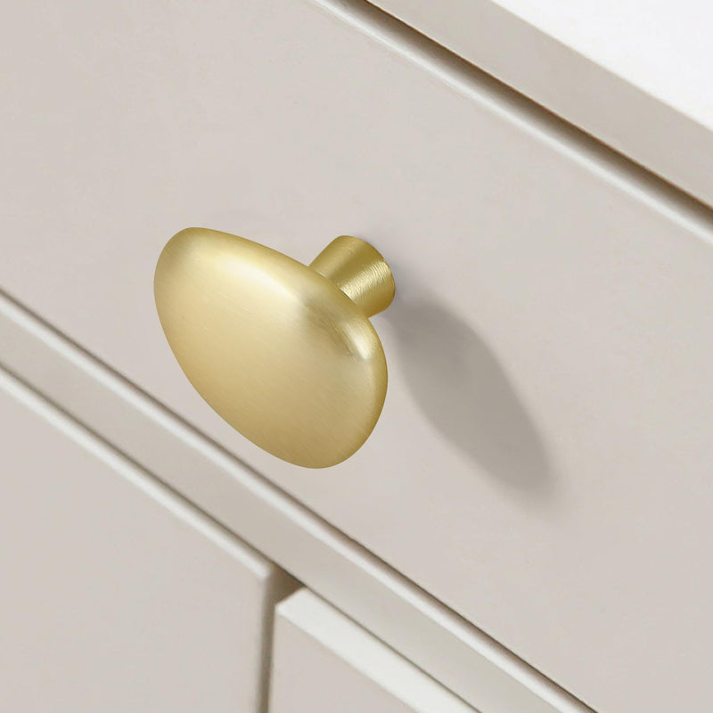 Malimali 10 Pack Brushed Brass Pebble Cabinet Knobs for Dresser Drawers, Gold Cabinet Hardware Knobs for Kitchen Bathroom Cabinets Cupboard Pulls