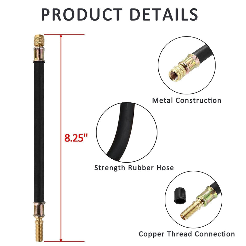 5 Pack Tire Valve Extension, 2Pcs 8.25 Inch Flexible Valve Stem Extenders with Brass 45 90 135 Multi Degree Schrader Tire Valve Stem Extension Adaptor Compatible for RV Bike Motorcycle Car (Black1) Black1
