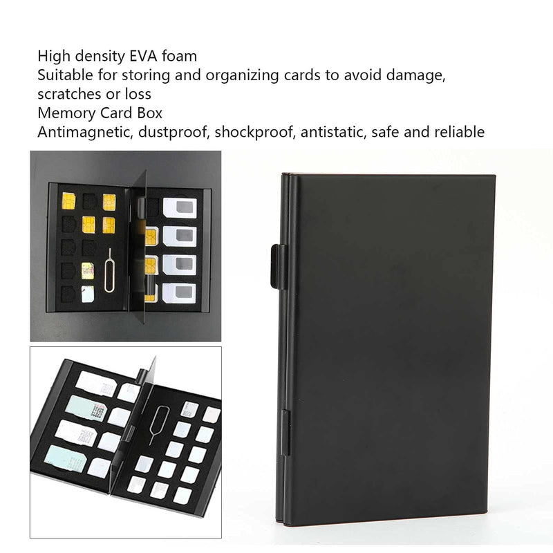 Generic SIM Card Case, Aluminum Storage Box with 4 12 Nano 4 Micro 1 Pin Slots, for Organizing Protecting Cards Travel Use