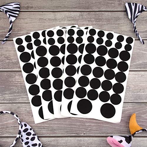 Boao 160 Pieces self Adhesive Felt Circles Dots Pads Dalmation Felt Spots Sticker for DIY Sewing Projects Costume 1.97 Inches/ 1.50 Inches/ 0.98 Inches (Black)