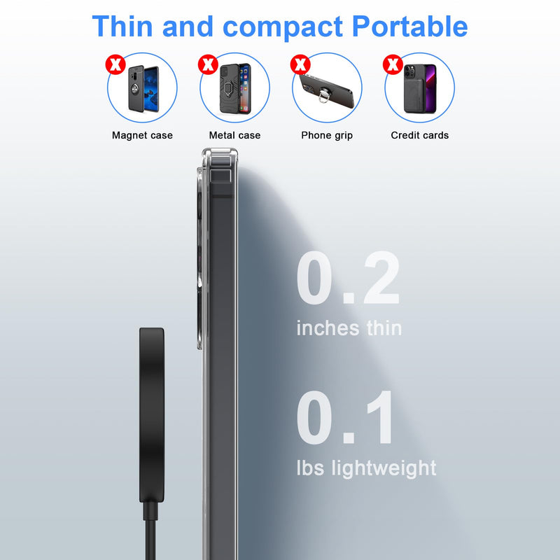 Magnetic Wireless Charger for Google Pixel 10/10 Pro XL/10 Pro Fold | Wireless Charging Pad for 10a/9a/9/9Pro XL/8/8a/7/7a/6/5/4, 4FT 15W Max USB-C/A Magsafe Charger 2Pack for iPhone 17/16/15/14 Black
