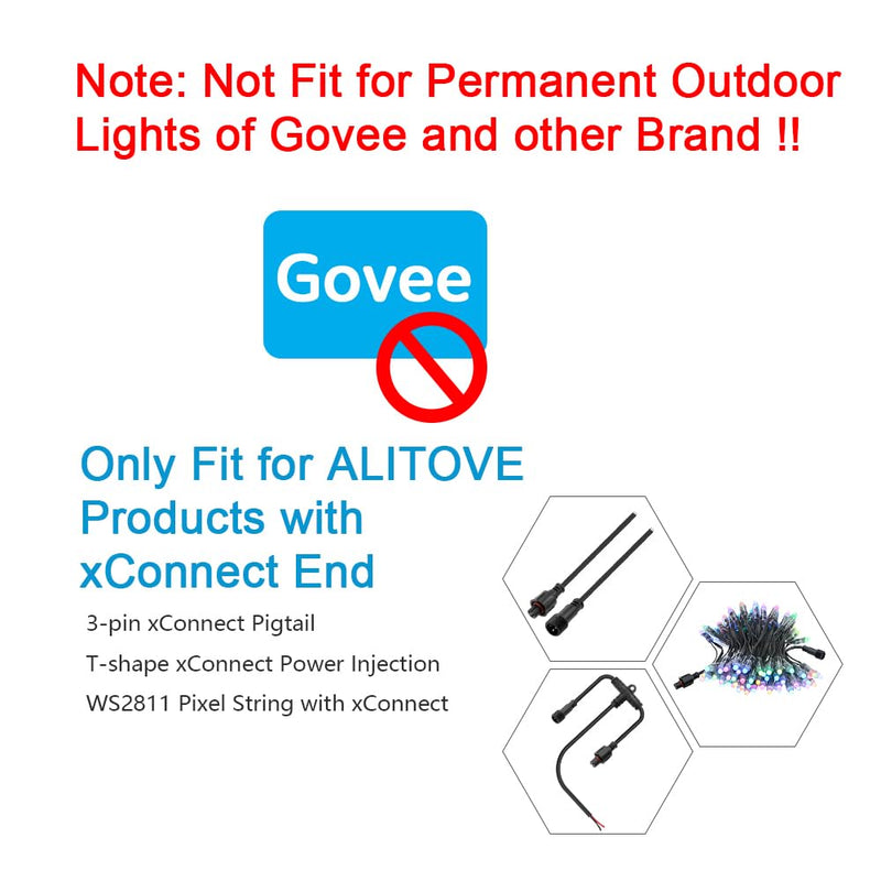 ALITOVE 16.4ft 3 Pin xConnect Extension Cable with 17mm Male & 12mm*23mm Female X-Connector 18AWG Power Cord IP68 for B0923SDR5T B0CM95W84B B0CW9NQ12K WS2811 Halloween Christmas Pixel Lights(2 Pack) 2 of 16.4FT