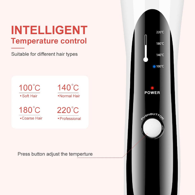 Podazz Hair Curling Tongs, 25mm Hair Curler PTC Ceramic Curling Iron, LCD Display with 4 Heat Setting(100℃ to 220℃), Quick Heating, Anti-Scald Auto Shut-Off, Suitable for All Hair Types