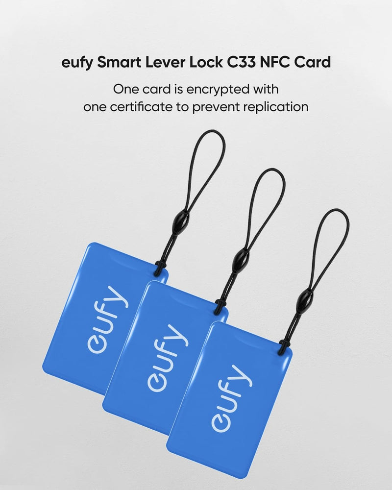 eufy Security NFC Card for Smart Lock C33, Access Card for Keyless Entry Door Lock C33, NFC Key Card Works for Built-in Wi-Fi Deadbolt C33, 3 Pcs