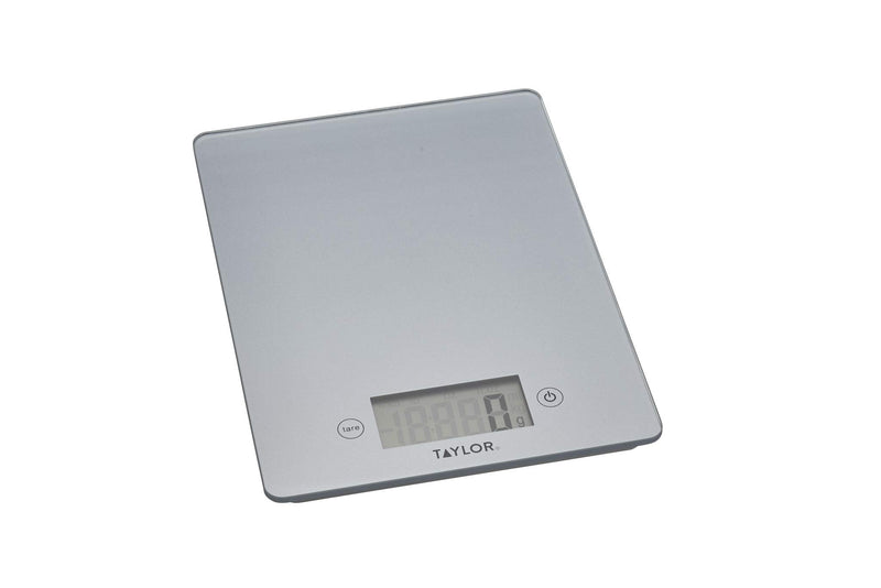 Taylor Pro Digital Kitchen Food Scales with Ultra Thin Design, Compact Professional Standard Tare Feature with Precision Accuracy, Pewter Glass, Weighs 5 kg Capacity, Grey Pewter-Effect