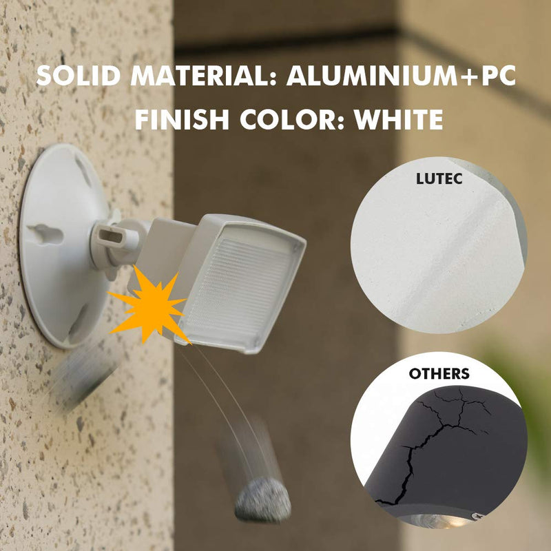 LUTEC 2 Packs 14W LED Flood Light Outdoor, 1300LM 5000K Single-Head Floodlight, Waterproof Exterior Security Fixture Wall Light for House Patio Garden Yard White