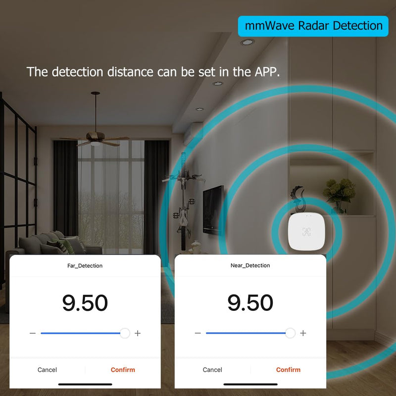 Presence Sensor, WenzhiIoT Smart Motion Sensor Zigbee 5.8 GHz Radar MmWave Presence Sensor Movement Body Motion Detection with Luminance/Distance Tuya Smart Life Home Assistant Zigbee 5.8GHz MmWave Radar