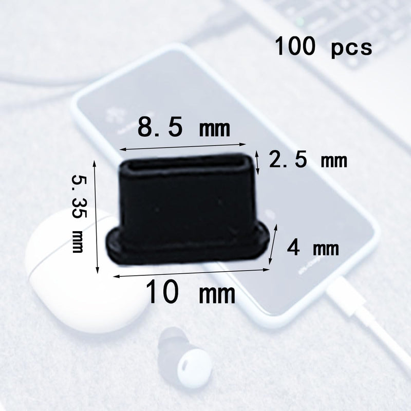 100 Pack Silicone USB C Dust Plug, Phone Plugs for Charging Port | Port Protector Cap for Cell Phone, Charger Jack Cover for Most Smartphones