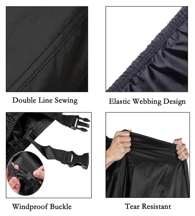 Motorcycle Cover Waterproof, Outdoor Motorbike Cover with Lock-Holes, All Season Protection Motorbike Vehicle Covers Fits up to 97" Motorcycles, Size 2XL - Black XXL - 97"