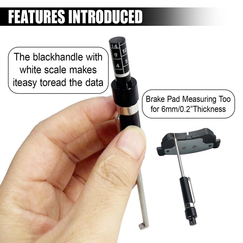 Brake Pad Thickness Gauge Measure Tool, Car Brake Measuring Tool with Scale Brake Shoe Gauge for Internal External, Car Brake Pad Tester Thickness Detection Pen Scale
